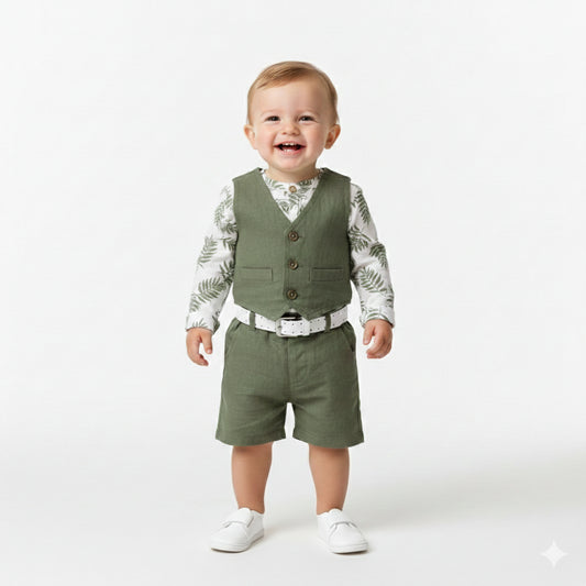 EMANUEL PRIS - gilet mono petto e bermuda - completo neonato2206