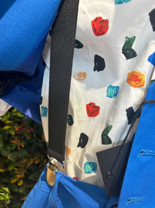 '- completo  con camicia gilet
pantaloncino con bretelle e papiillon - completo cobalto