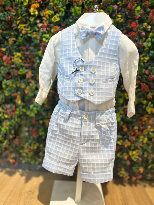 EMANUEL PRIS - completo emanuel pris completo di pantaloncino, camicia body, gilet doppio petto e papillon. - completo quadri