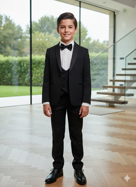 EMANUEL PRIS - COORDINATO GIACCA E PANTALONE CON STRASS COMPLETO DI CAMICIA E PAPILLON - ESM008R