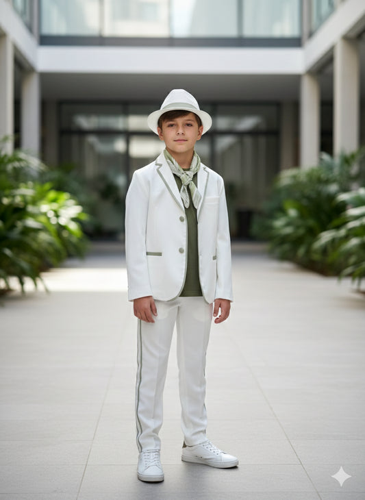 EMANUEL PRIS - ABITO BIANCO CON COLLO SCIALLATO - COMPLETO SCIALLATO