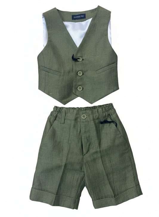 EMANUEL PRIS - gilet mono petto e bermuda - completo neonato2206